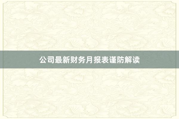 公司最新财务月报表谨防解读